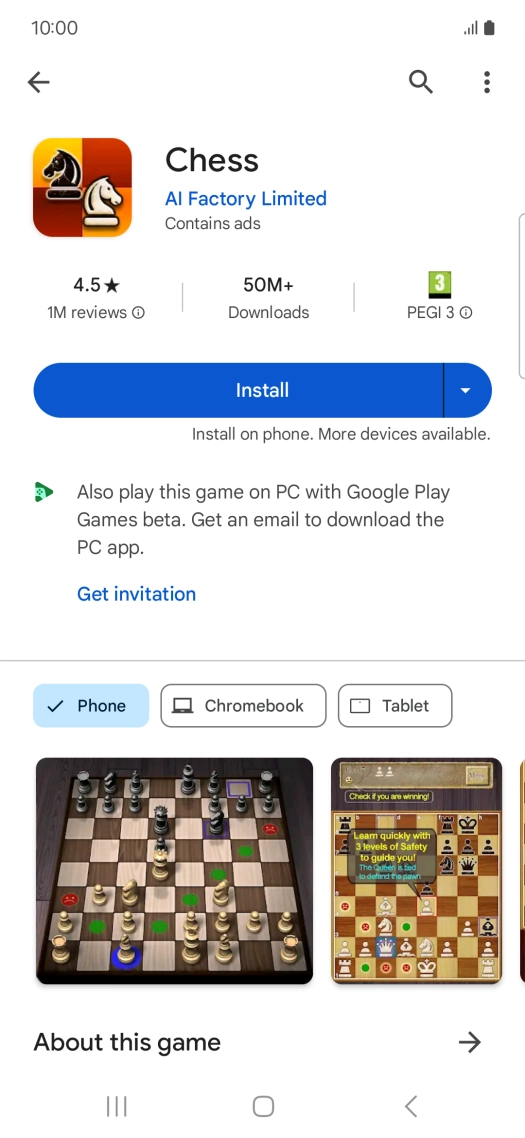 Press Install and follow the instructions on the screen to install the app.