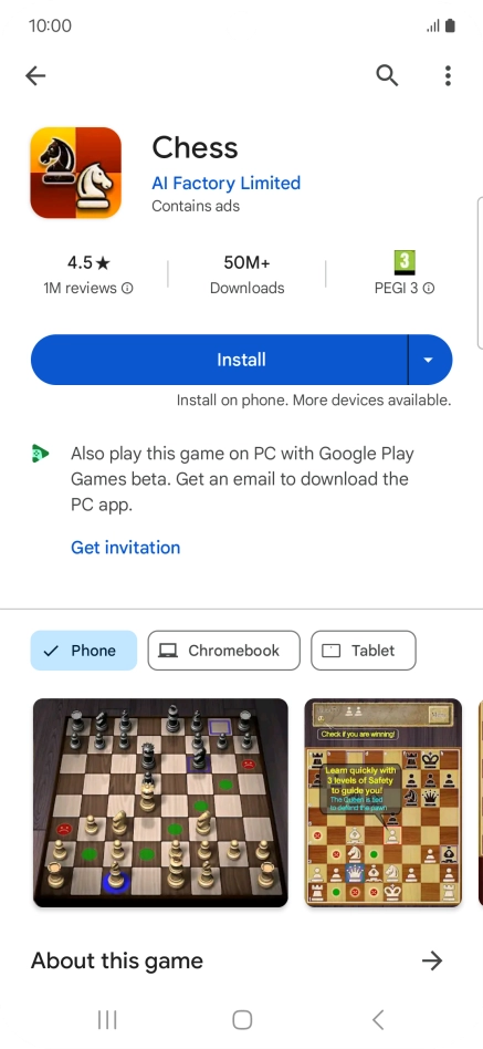 Press Install and follow the instructions on the screen to install the app.