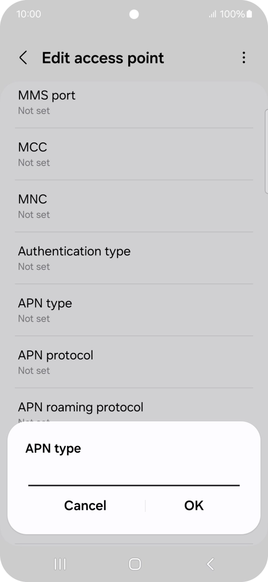 Key in default and press OK.