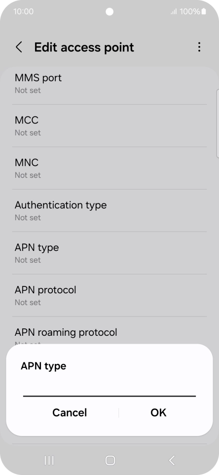 Key in default and press OK.