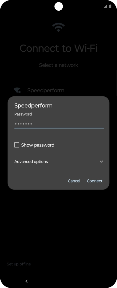 Key in the password for the Wi-Fi network and press Connect.