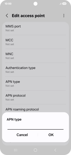 Key in default and press OK.
