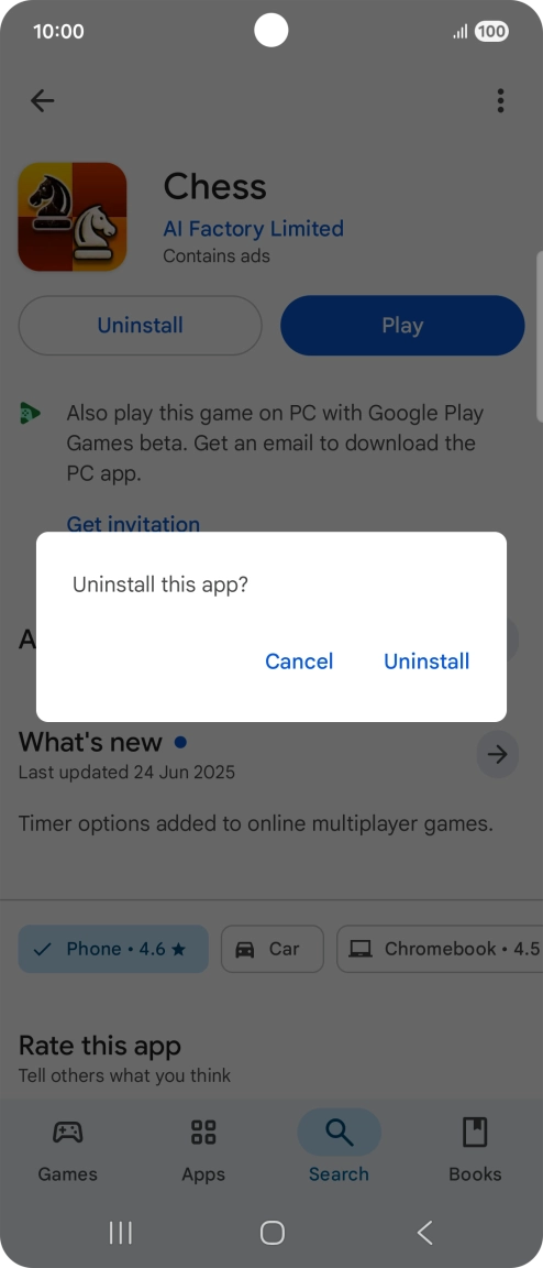 Press Uninstall.