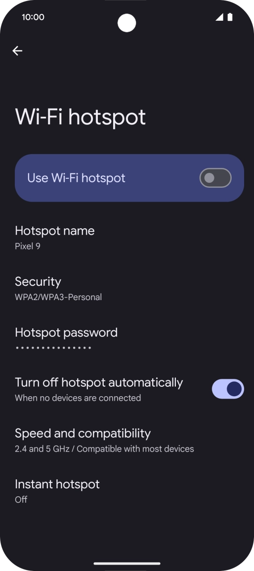 Press Hotspot name.
