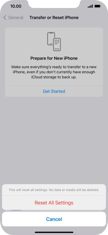Press Reset All Settings.