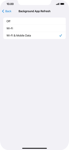 To turn off background refresh of apps, press Off.