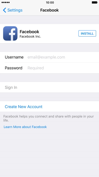 Press INSTALL and wait while Facebook is installed.