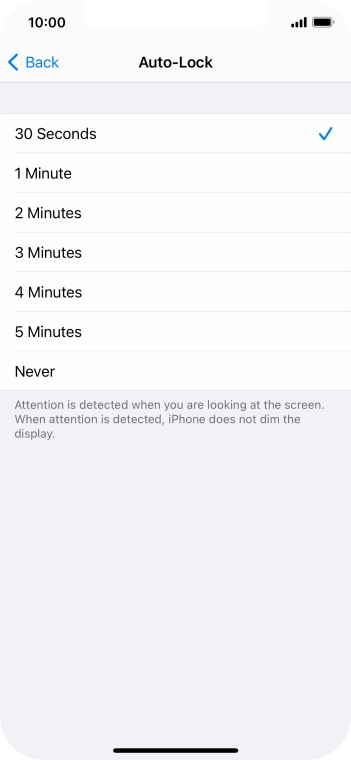 Press the required setting.