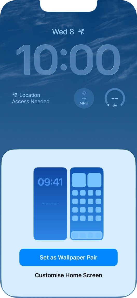 To use the same colour theme on the home screen, press Set as Wallpaper Pair.