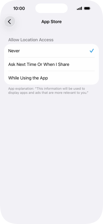 Press the required setting to turn the function on or off.
