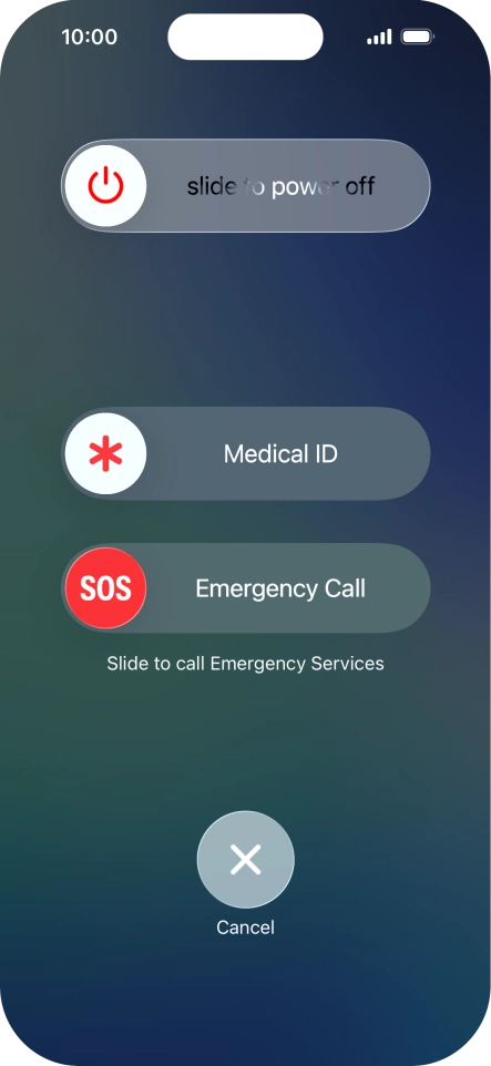 Press and drag the power off icon right.
