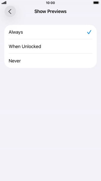 To select notification preview on the lock screen, press Always.