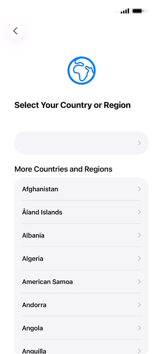 Press the required country or area.