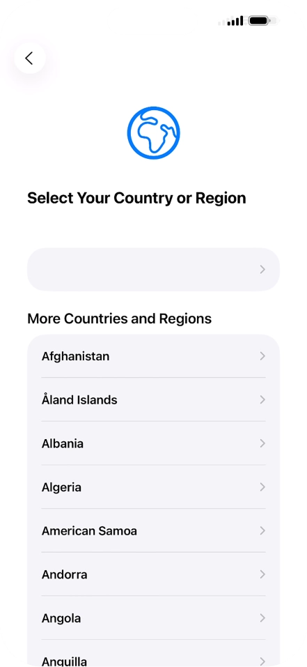 Press the required country or area.