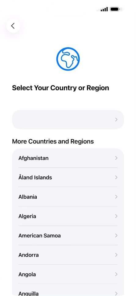 Press the required country or area.