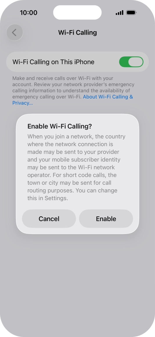 If you turn on the function, press Enable.