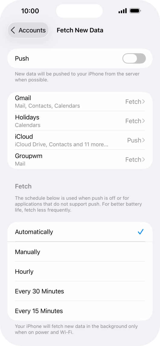 If you turn off the function, press the required setting.
