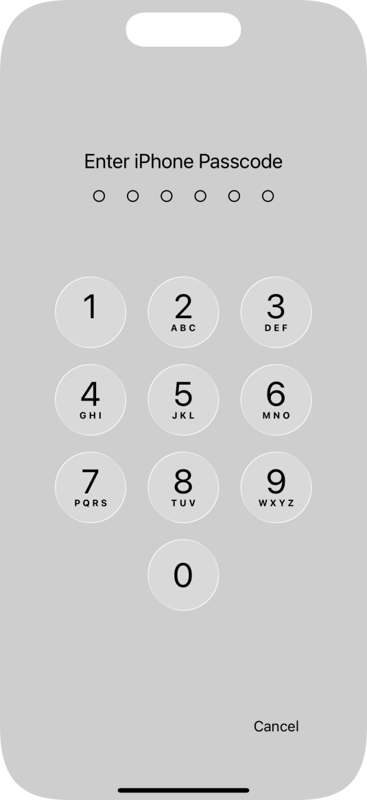 Use the phone lock code you created.