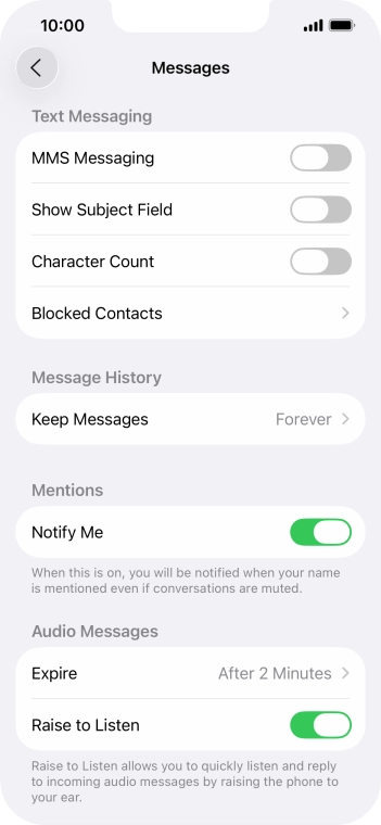Press the indicator next to 