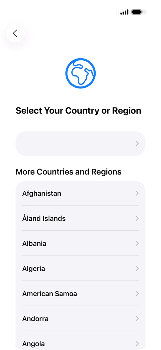 Press the required country or area.