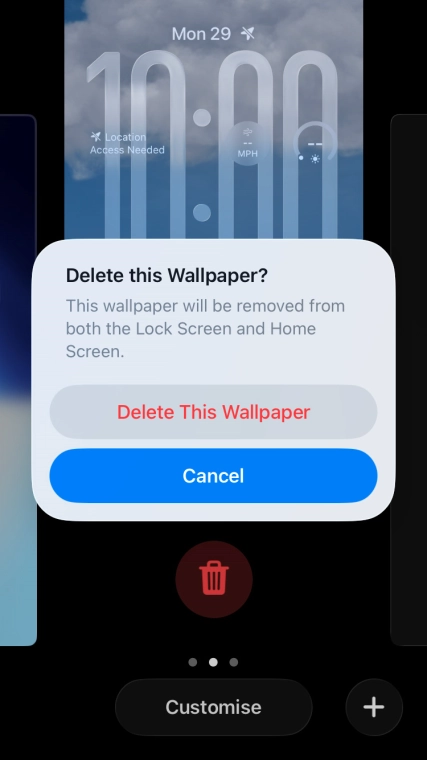 Press Delete This Wallpaper.