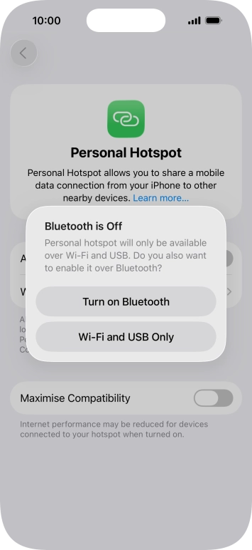 If Wi-Fi is turned on, press Wi-Fi and USB Only.