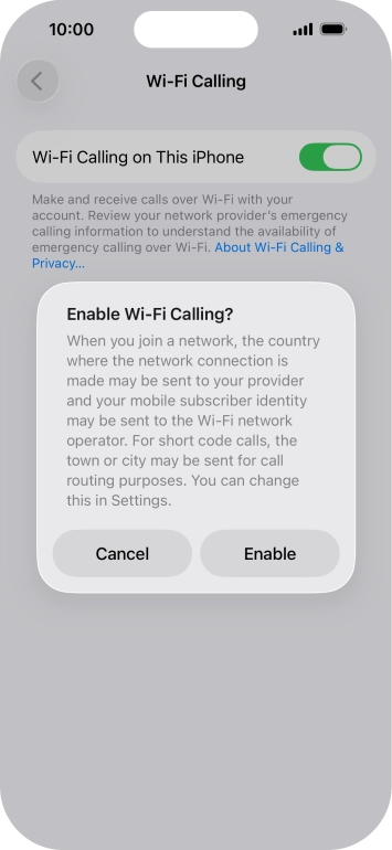 If you turn on the function, press Enable.