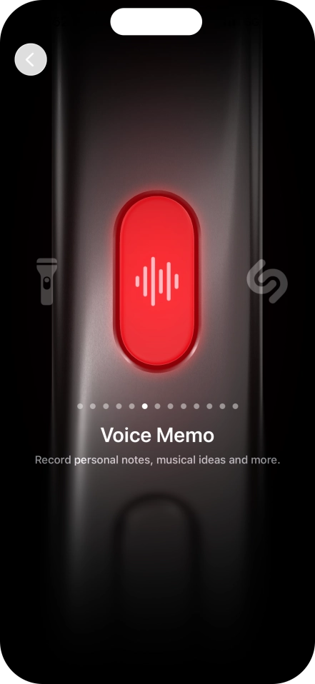 Slide your finger right or left on the screen to select the required function.