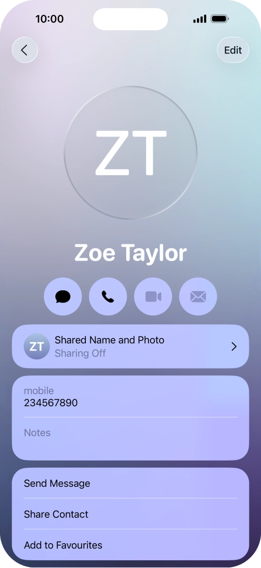 Press Shared Name and Photo.