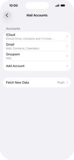 Press the name of the email account you've just set up.