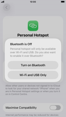 If Wi-Fi is turned on, press Wi-Fi and USB Only.