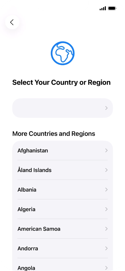 Press the required country or area.