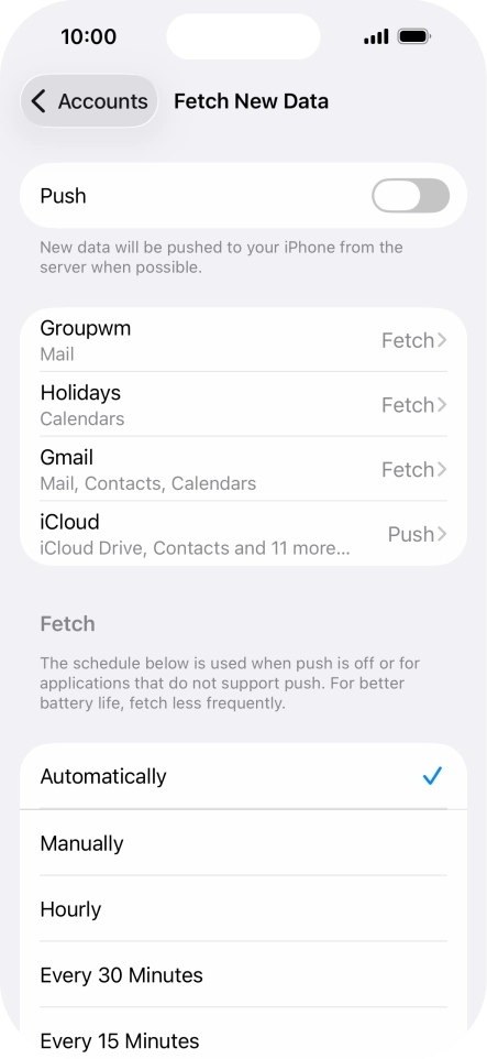If you turn off the function, press the required setting.