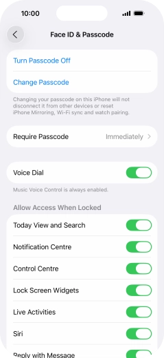 Press Turn Passcode Off and key in the phone lock code.