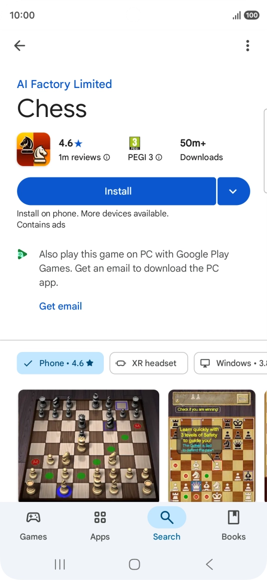 Press Install and follow the instructions on the screen to install the app.