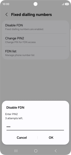 Key in your PIN2 and press OK. The default PIN2 is 0000.