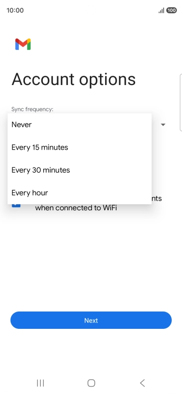 Press the required setting.