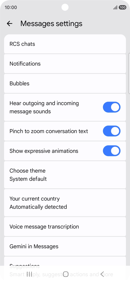 Press Gemini in Messages.