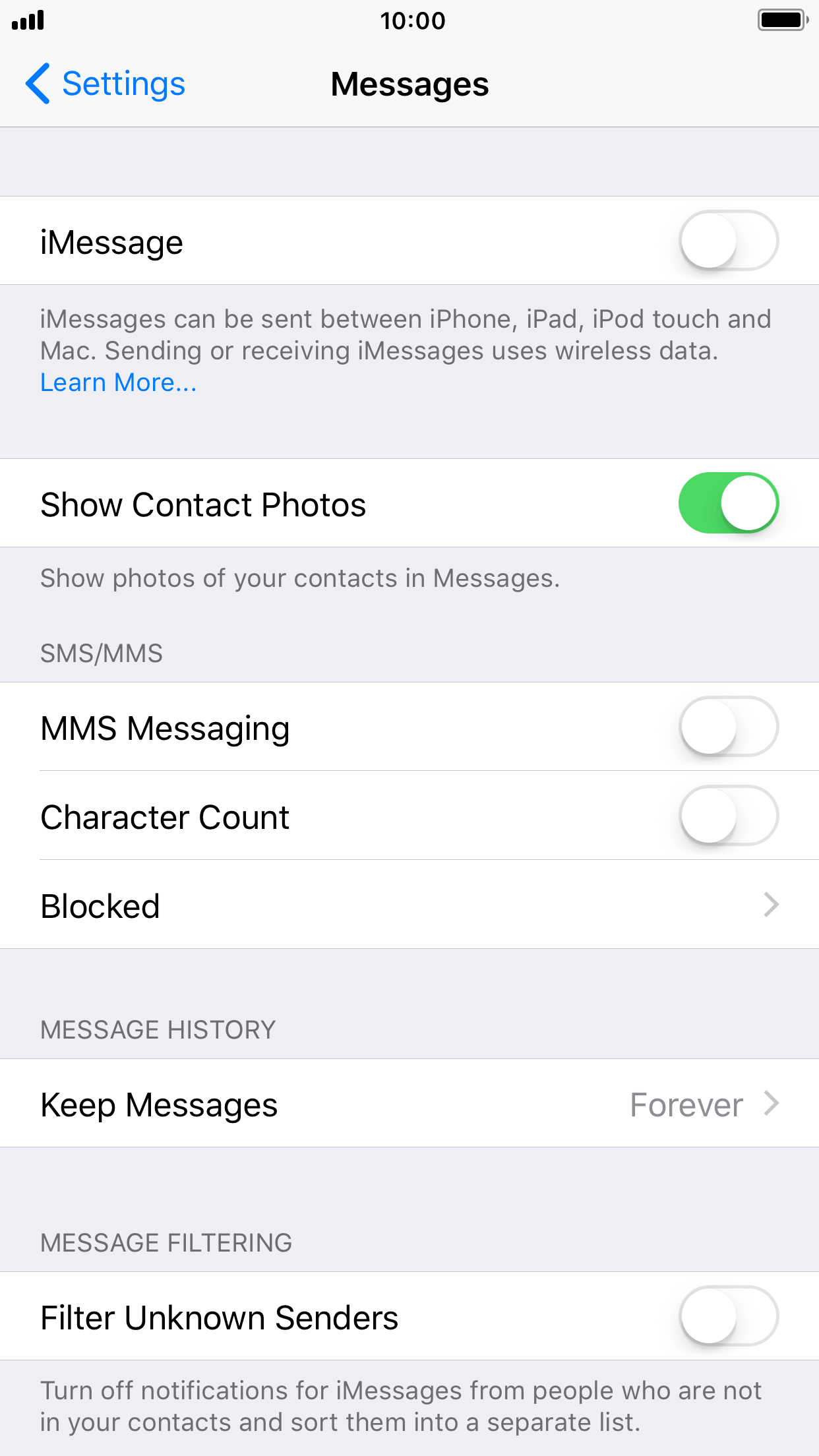 imessage settings iphone 6