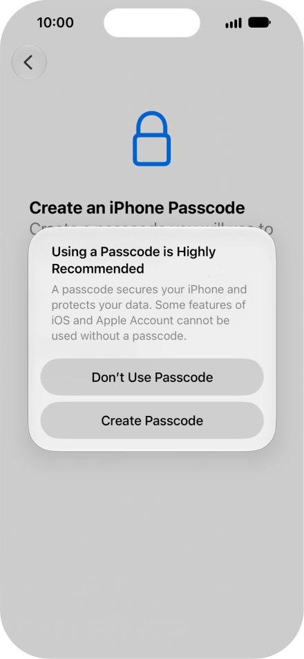 If you turn off the function, press Don't Use Passcode. If you turn off the function, press Don't Use Passcode.