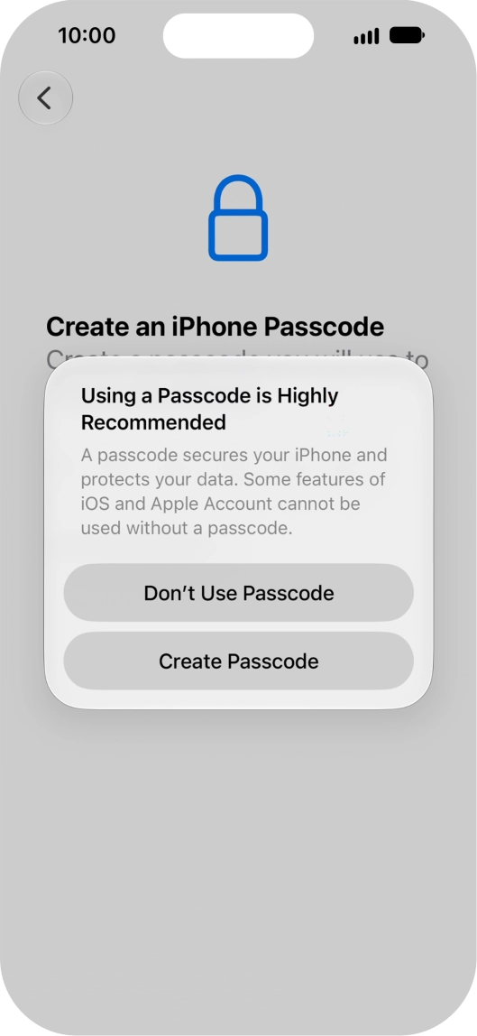If you turn off the function, press Don't Use Passcode. If you turn off the function, press Don't Use Passcode.
