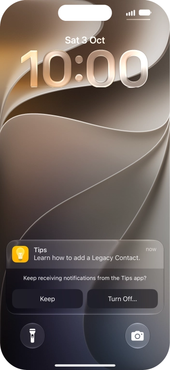 Press the required notification and follow the instructions on the screen to use the selected function.