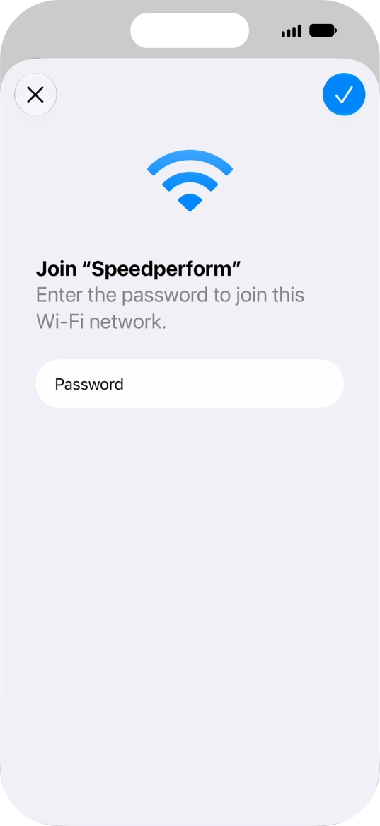 Key in the password for the Wi-Fi network and press the confirm icon. Key in the password for the Wi-Fi network and press the confirm icon.