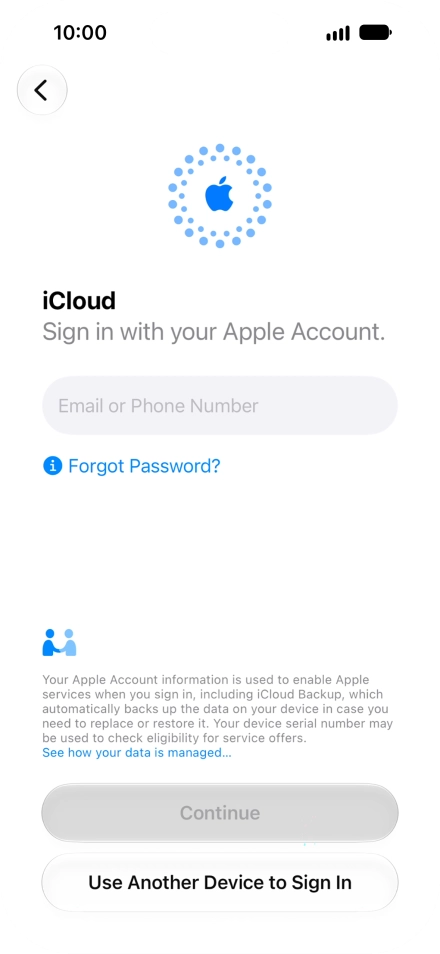 Press Email or Phone Number and key in the username for your Apple Account.