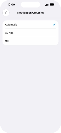 Press the required setting.