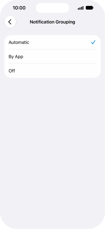 Press the required setting.
