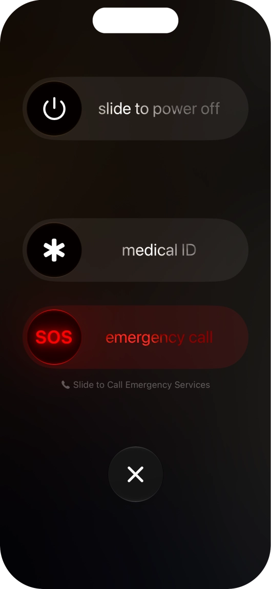 Press and drag the power off icon right. Press and drag the power off icon right.
