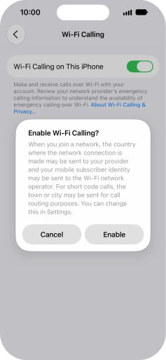 If you turn on the function, press Enable.