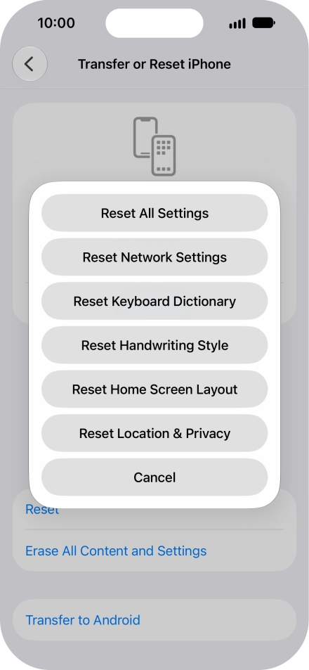Press Reset All Settings.