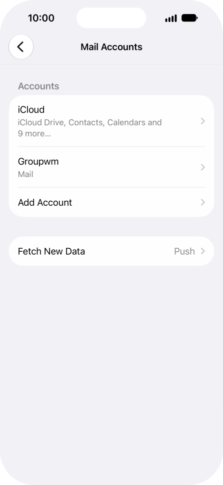 Press the name of the email account you've just set up.